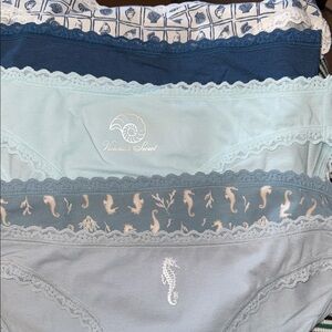 Victoria's Secret 5 pack-Nautical Blue and Cream Panty Collection SIZE MEDIUM.